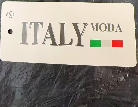 Ivory Italy Moda hang tag with the Italian flag